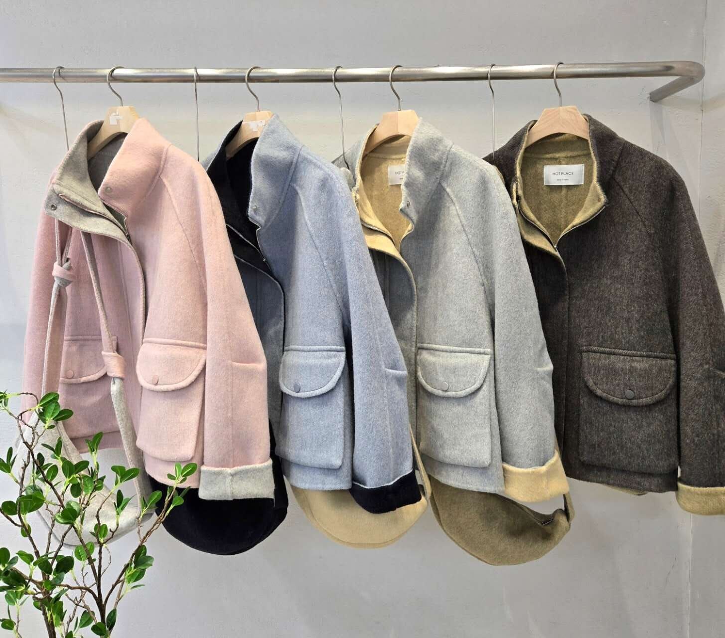 HP5104 減齡拼色企領羊毛外套