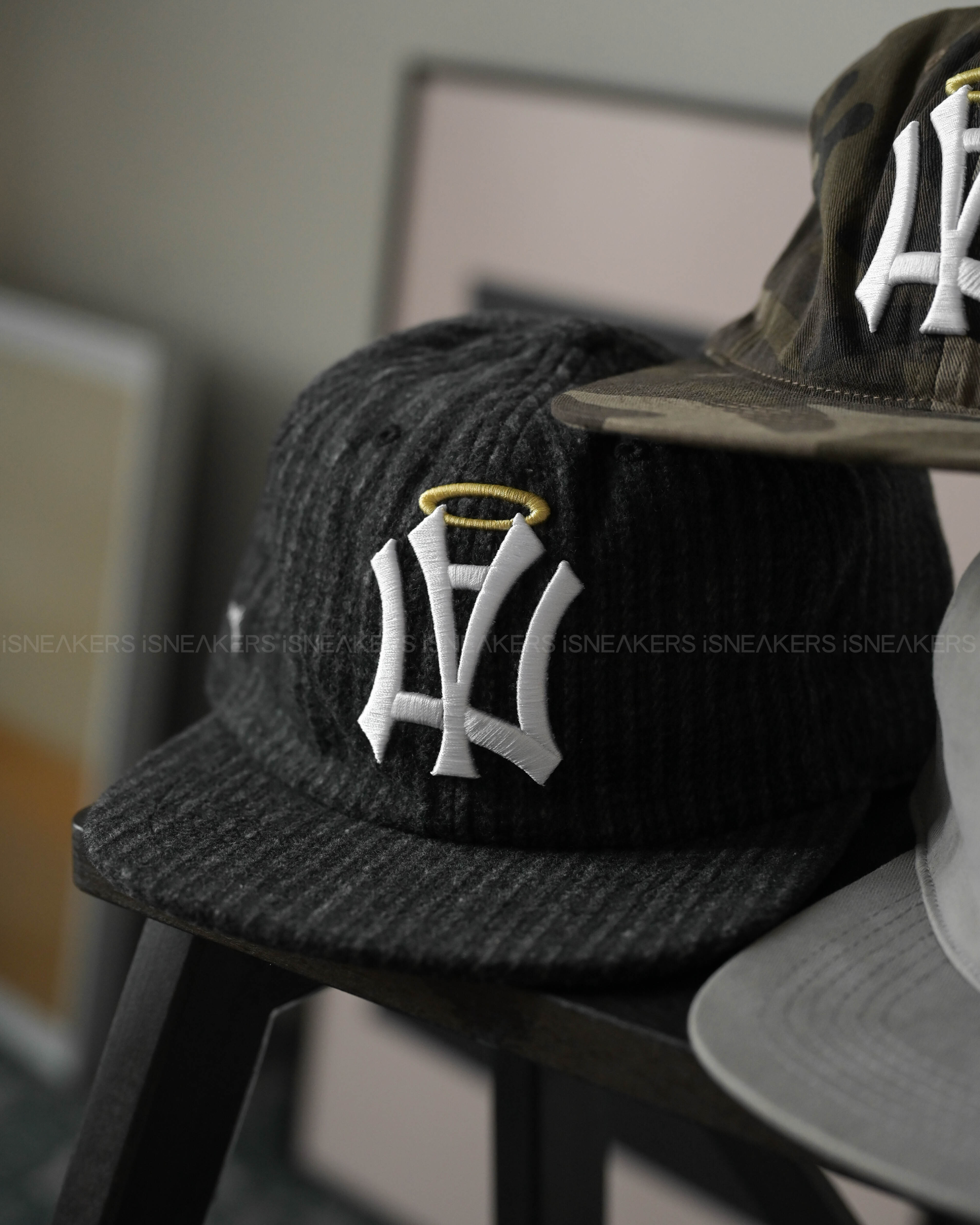 iSNEAKERS | aeae AE SYMBOL ANGEL WING CAP CAMO 洋基天使翅膀 全封帽 迷彩 / 灰 / 條紋黑