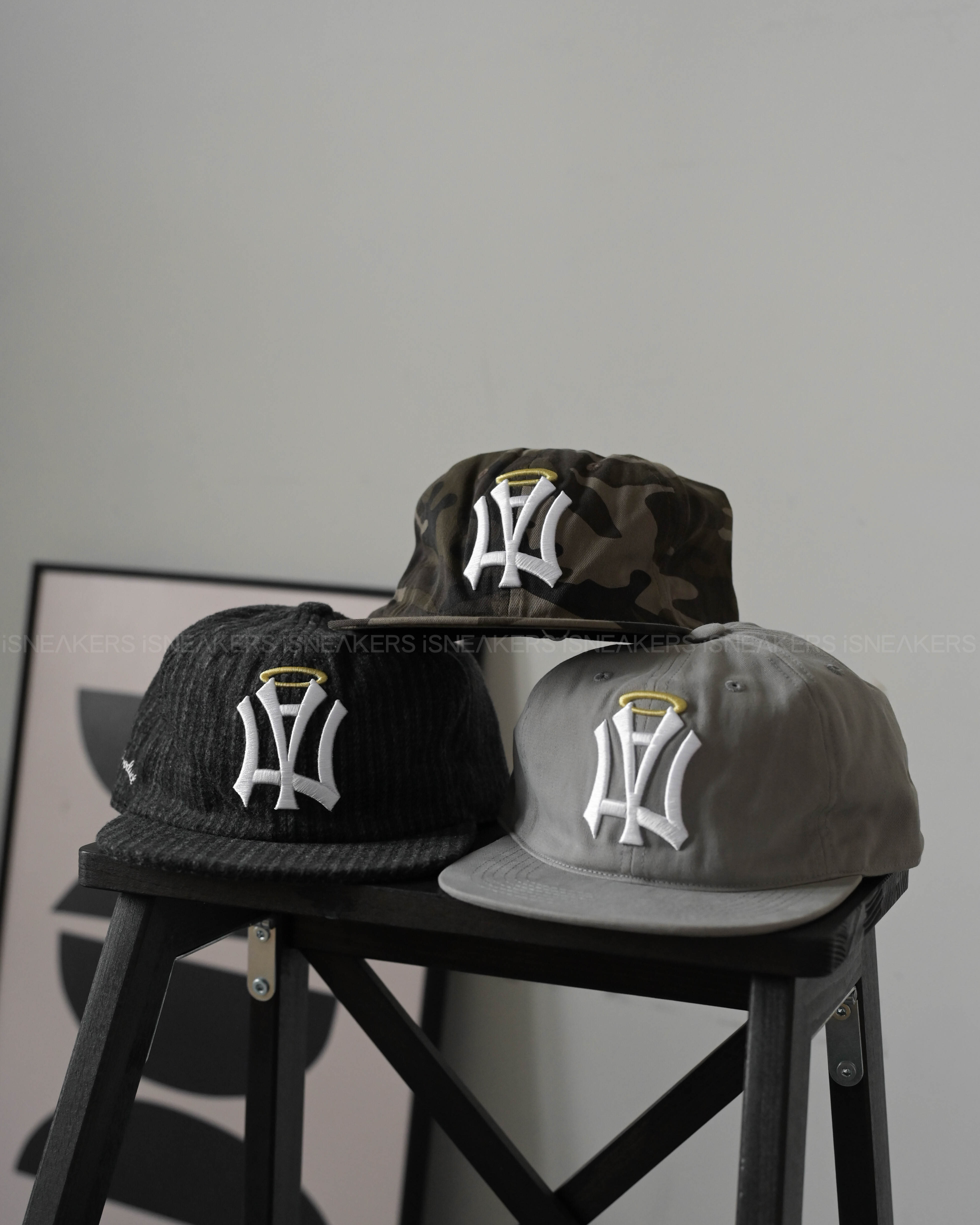 iSNEAKERS | aeae AE SYMBOL ANGEL WING CAP CAMO 洋基天使翅膀 全封帽 迷彩 / 灰 / 條紋黑