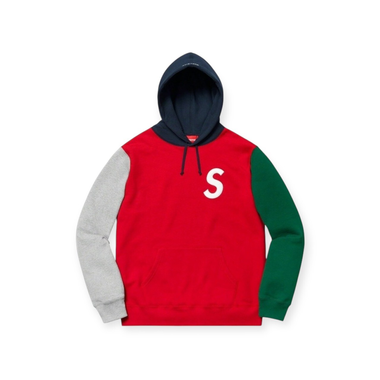 SUPREME 19SS LOGO COLOR BLOCKED HOODED SWEATSHIRT SIZE M