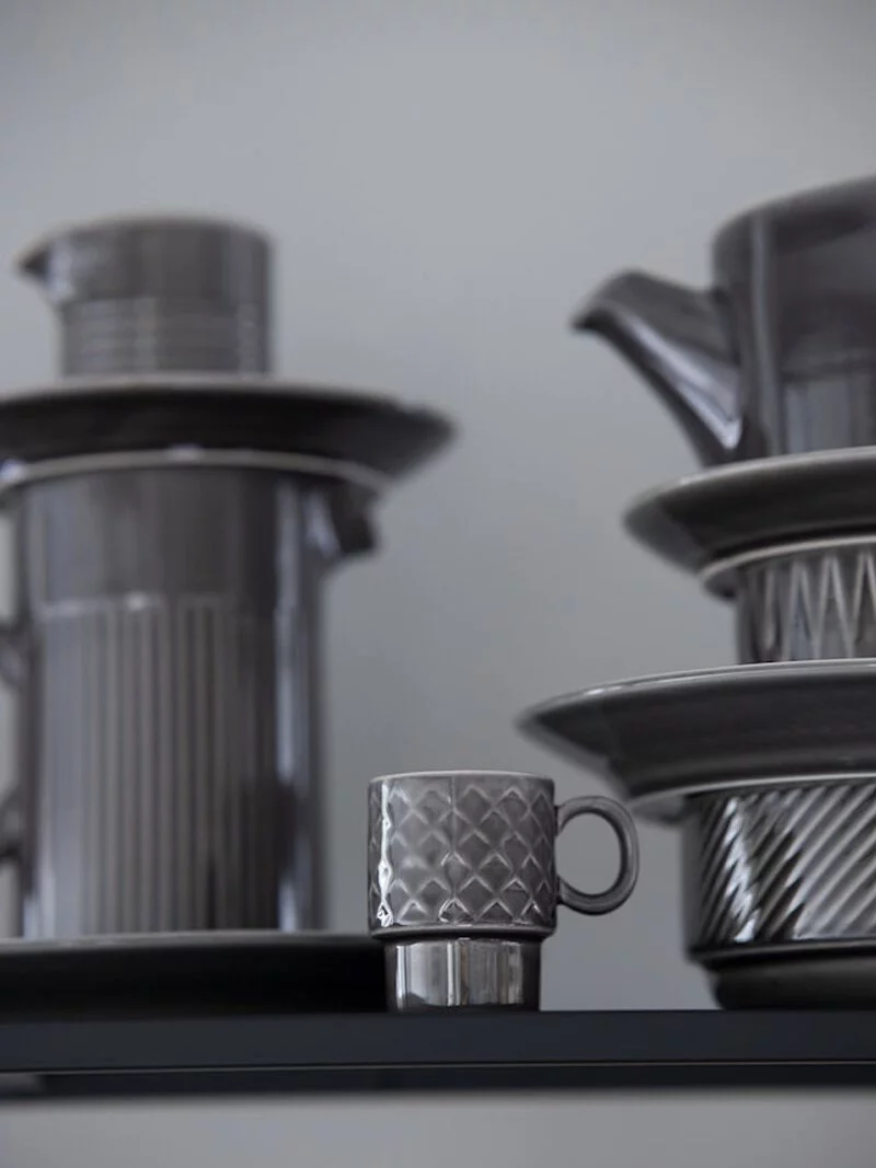 Sagaform-Coffee & More濃縮咖啡杯,灰色菱格紋,北歐70年代最受歡迎圖騰。