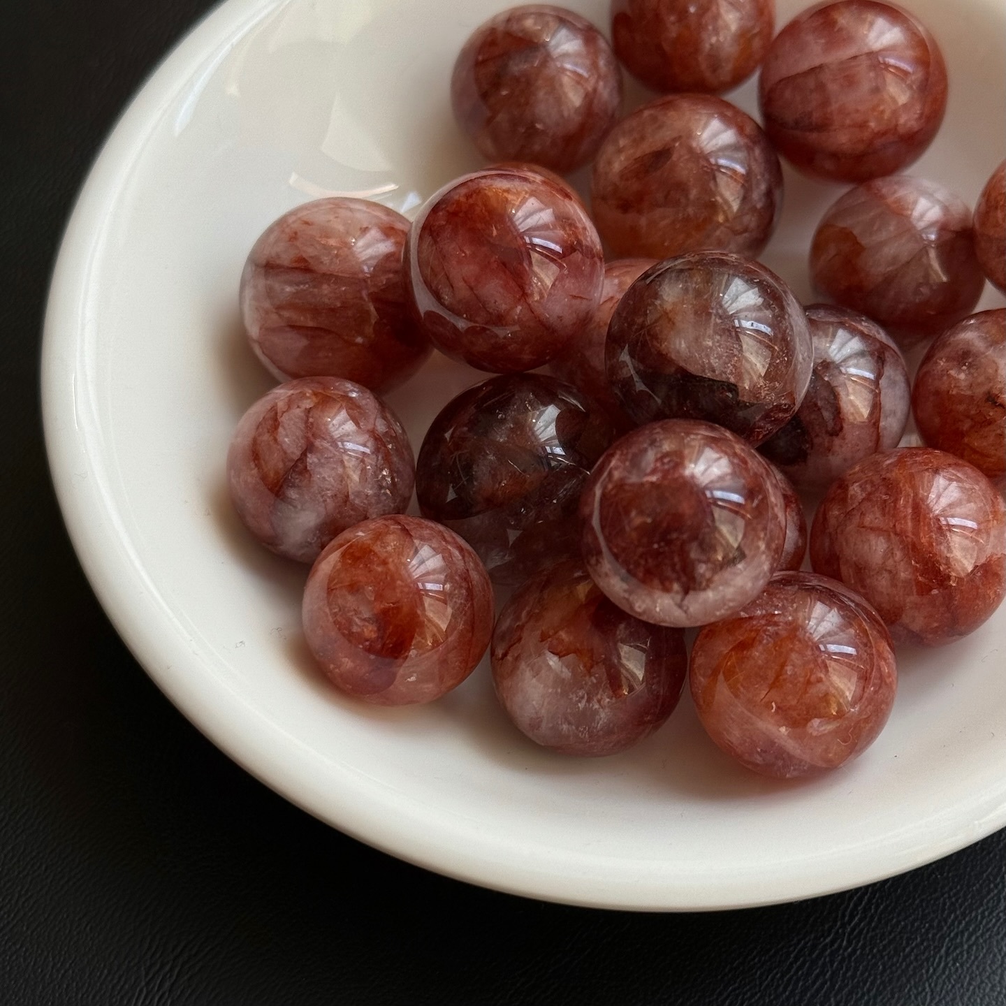 [原石] 紅膠花石英 水晶小球 約15mm