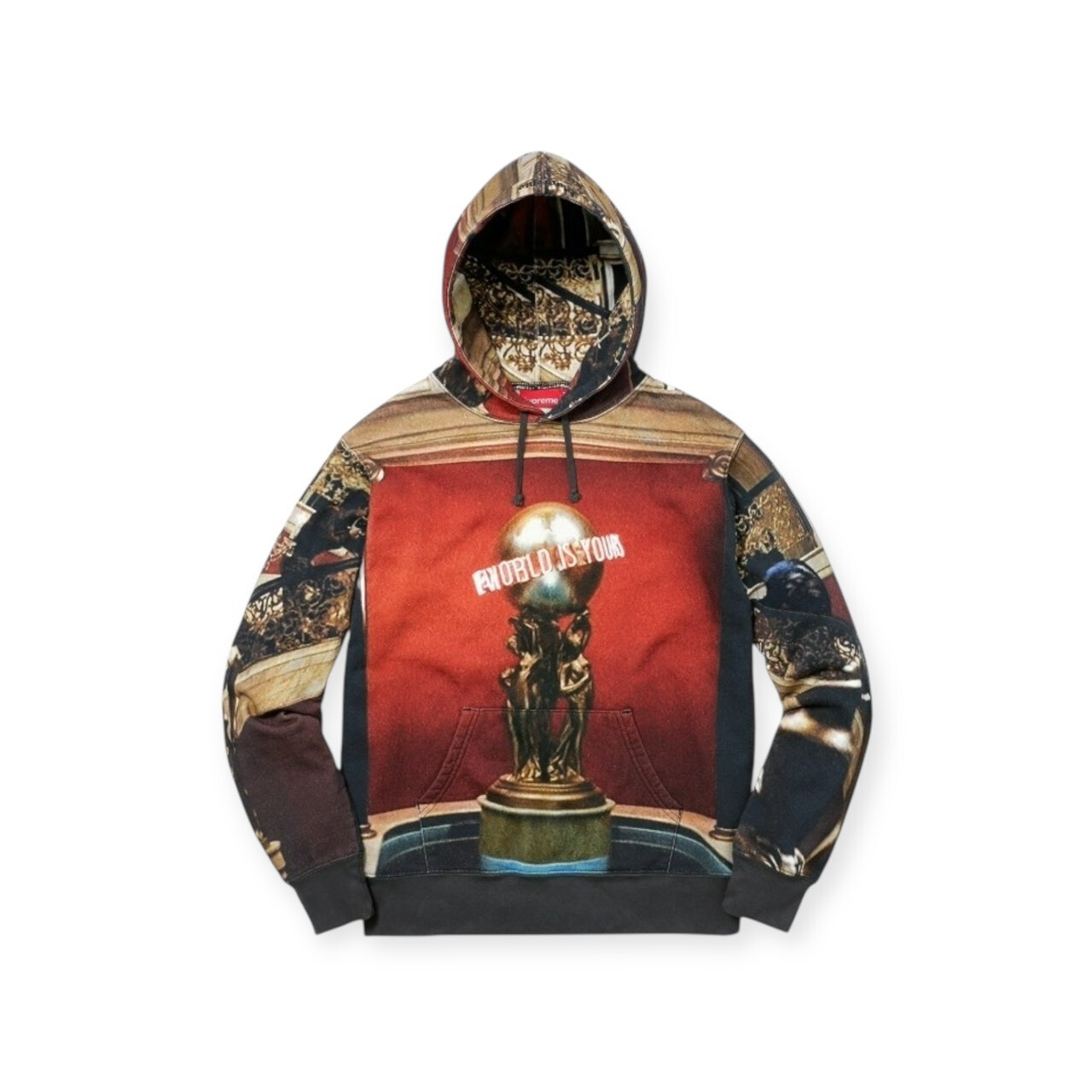 SUPREME 17FW WORLD IS YOURS HOODED SWEATSHIRT SIZE M