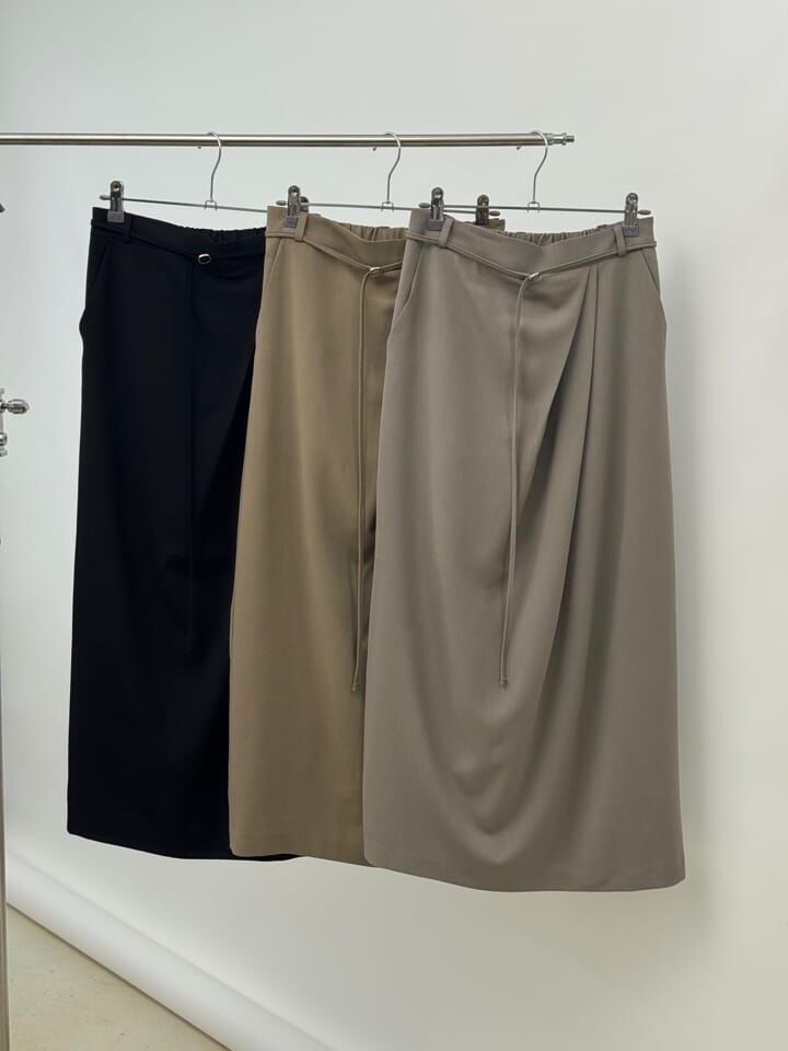 SA5104 抓皺腰帶直筒裙