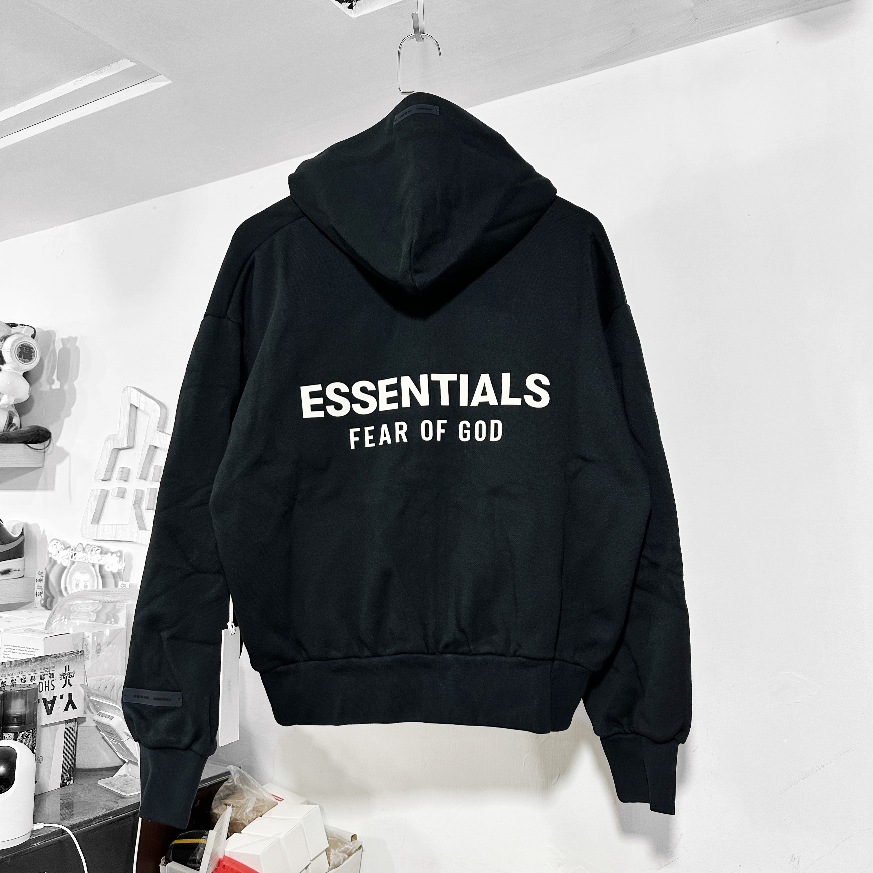 FEAR OF GOD FOG ESSENTIALS Classic Full Zip-Up Hoodie Jet Black 拉鏈外套