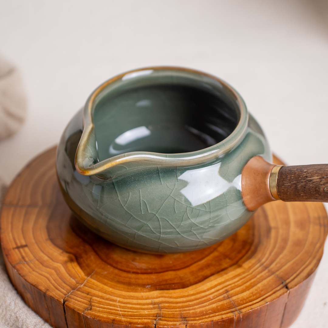 墨綠哥窯木柄側把茶海