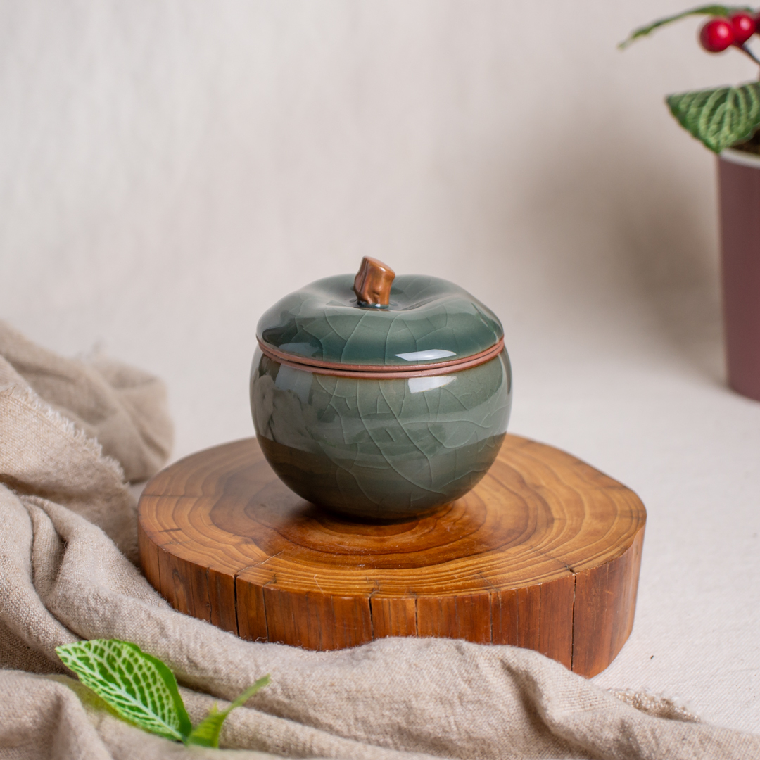 墨綠哥窯蘋安茶葉罐／小茶倉