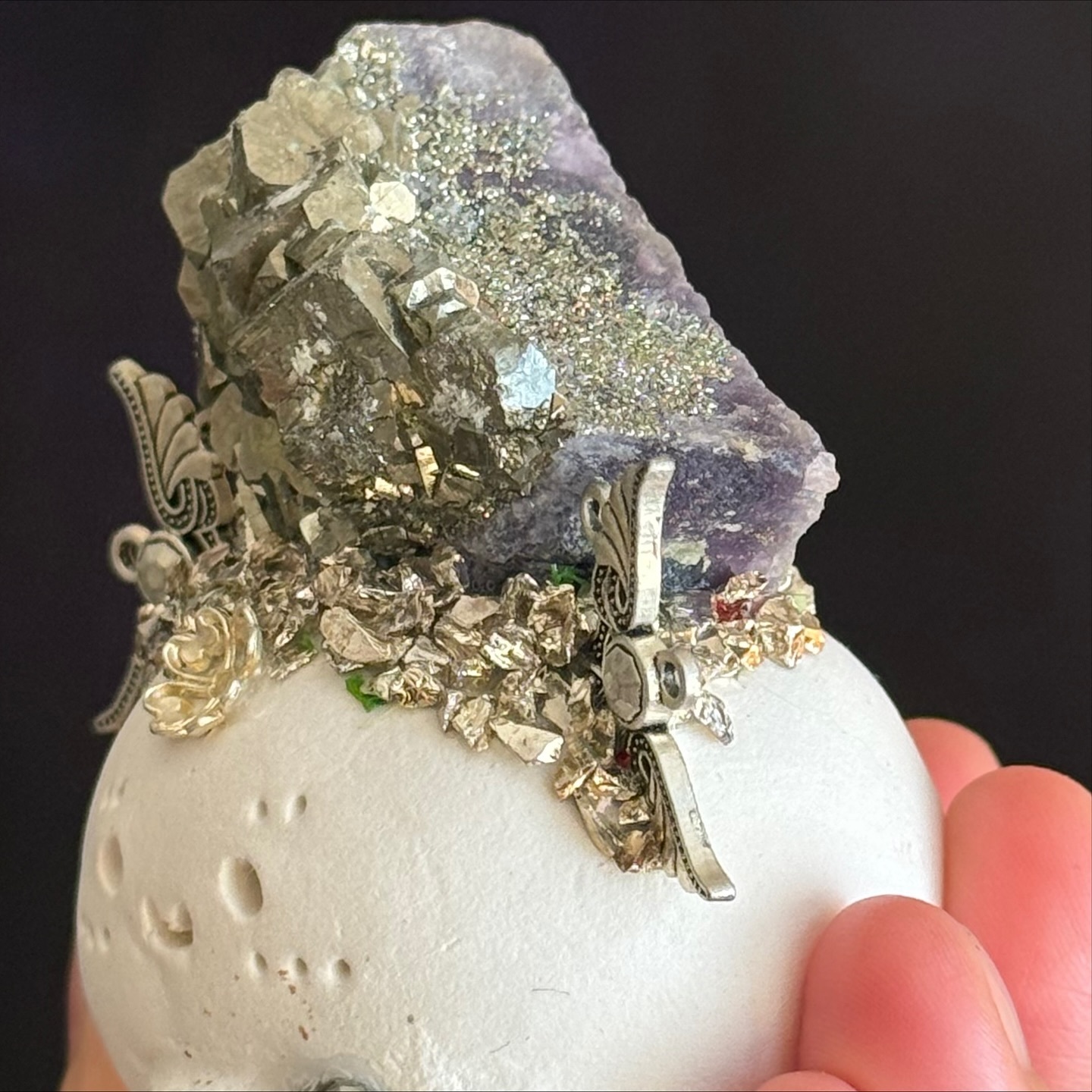 [原石] 紫螢石共生黃鐵礦 小晶靈