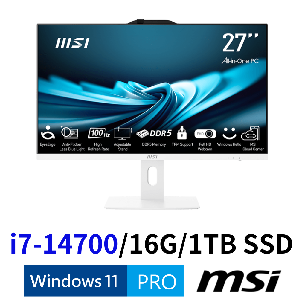 MSI 微星 PRO AP272P 14M-497TW  27吋AIO液晶電腦 i7-14700/16G/1T SSD/W11P