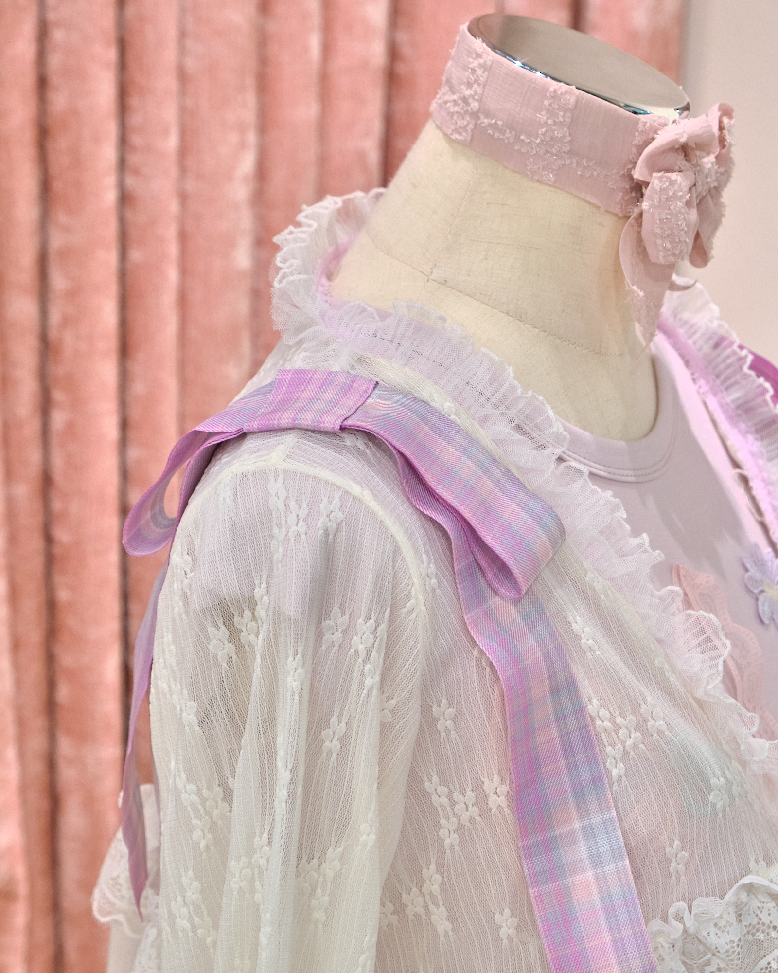 12862 Double Bow Shoulder Mid-Sleeve Lace Jacket