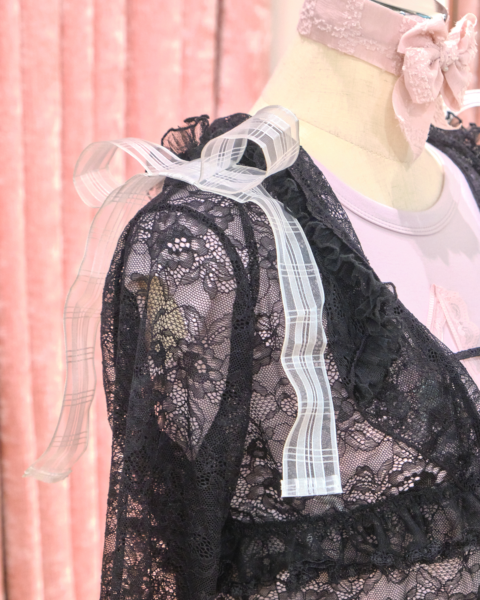 12861 Double Bow Shoulder Mid-Sleeve Lace Jacket