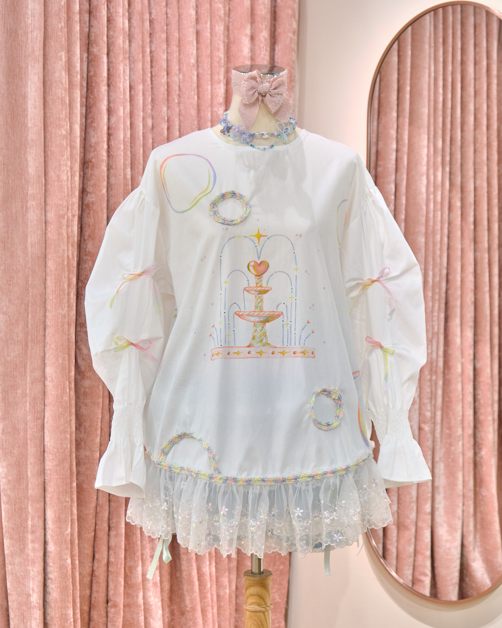 12849 Hand-Painted Watercolor Chiffon Jacket/Blended Sailor-Style Top
