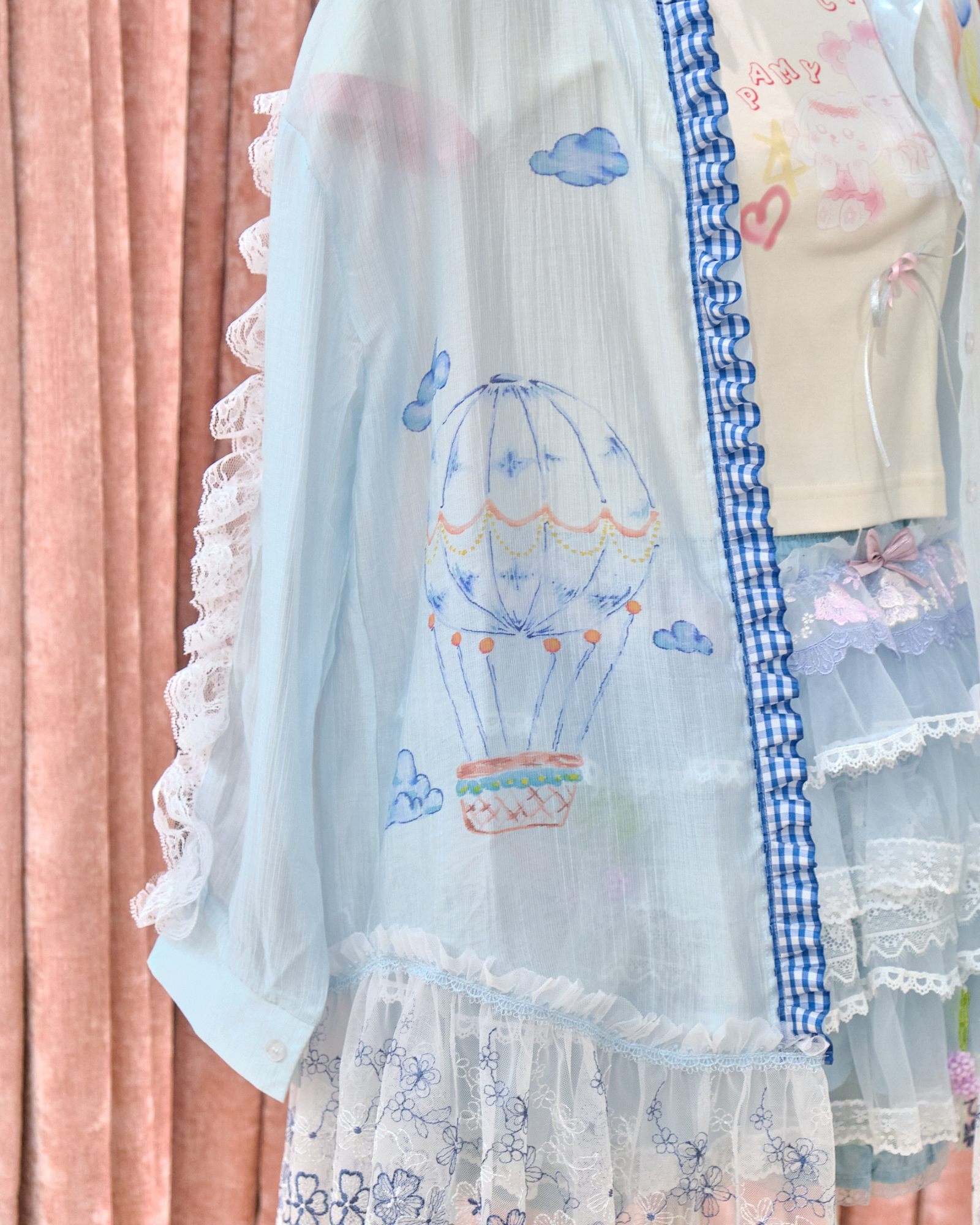 12847 Hand-Painted Watercolor Chiffon Jacket/Blended Sailor-Style Top