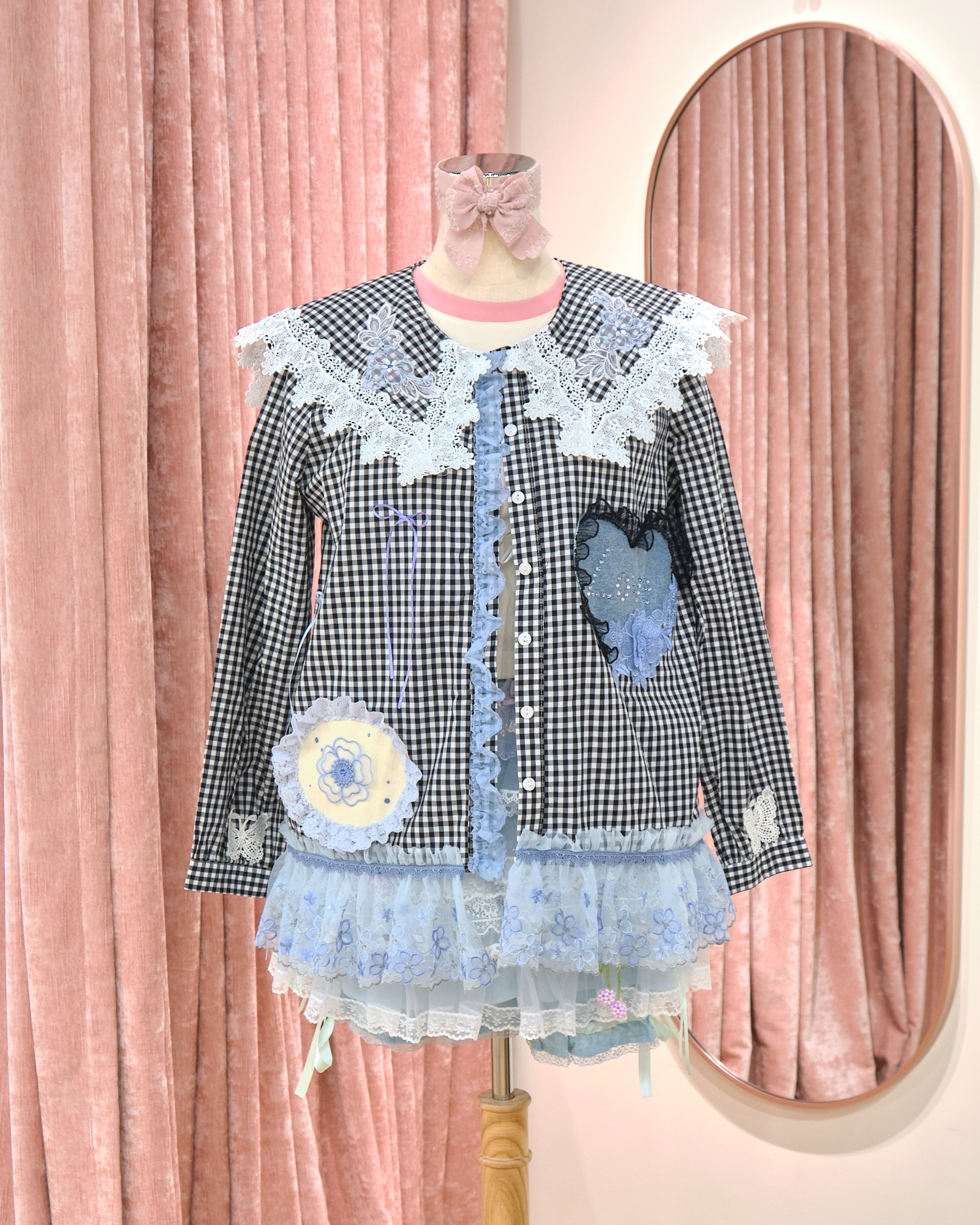 12845 Fresh And Light Lace Ruffle Sleeve Chiffon Jacket/Shirt