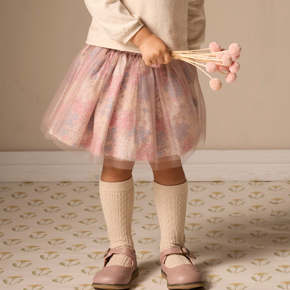 PIPPY 田園碎花純棉蓬蓬網紗短裙 粉紅