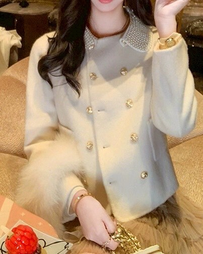 雙面毛呢重工領雙排扣外套