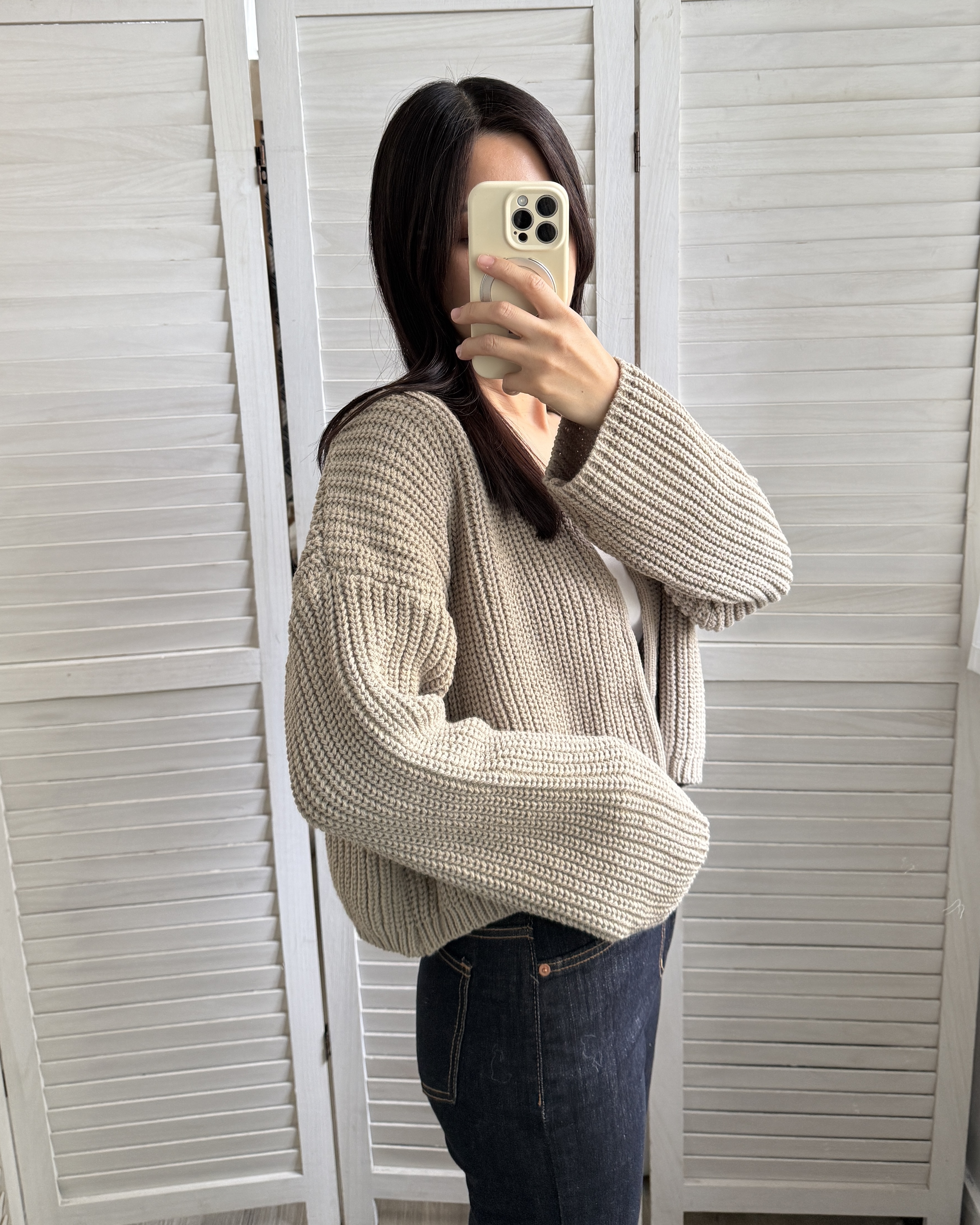 【 橄欖綠現貨 】粗線織短版型外套