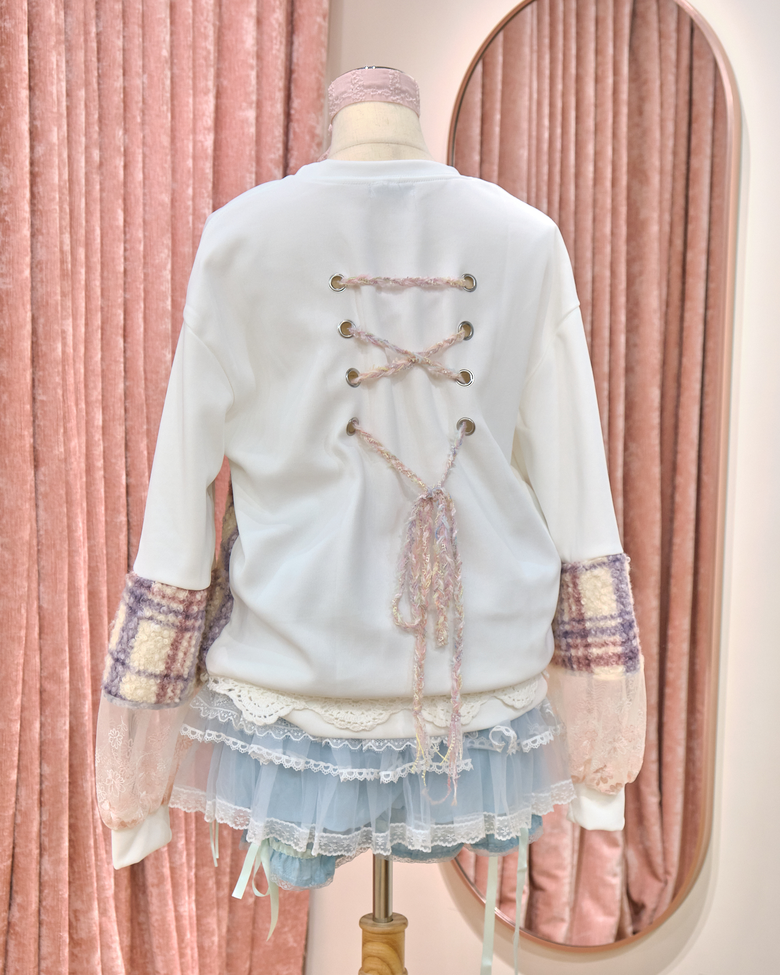12841 Harajuku Style 3D Floral Lapel Back Drawstring Round-Neck Long-Sleeve Hoodie