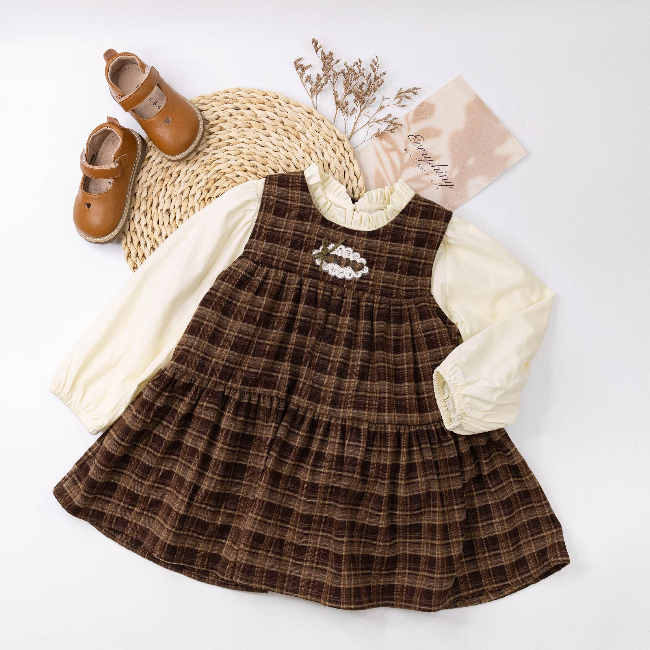 【H55628】甜甜奶油巧克力二件式洋裝