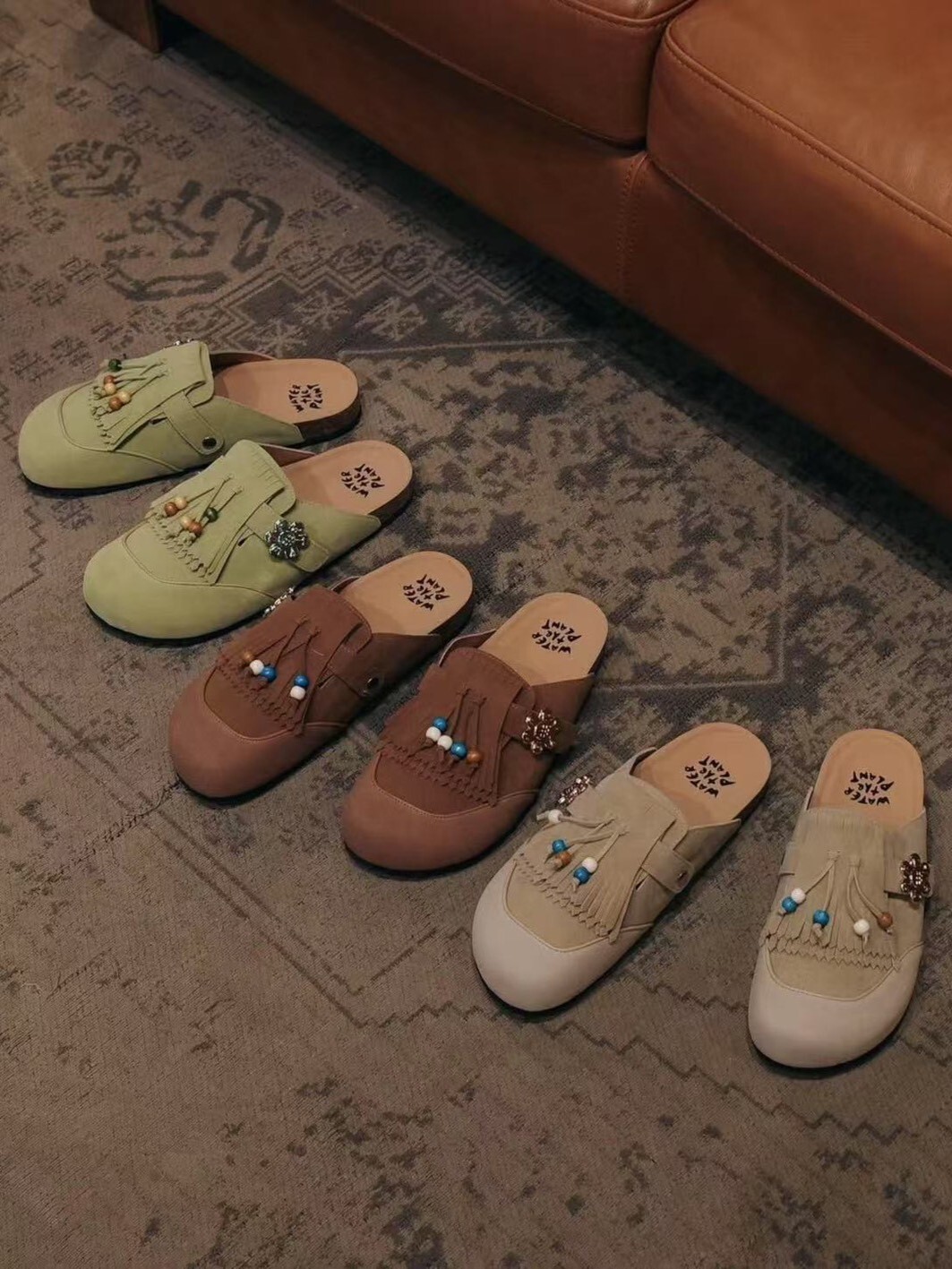 WATER THE PLANT 質感麂皮 金屬小花勃肯鞋 半拖 小花鞋 WTP CHILL KICKS