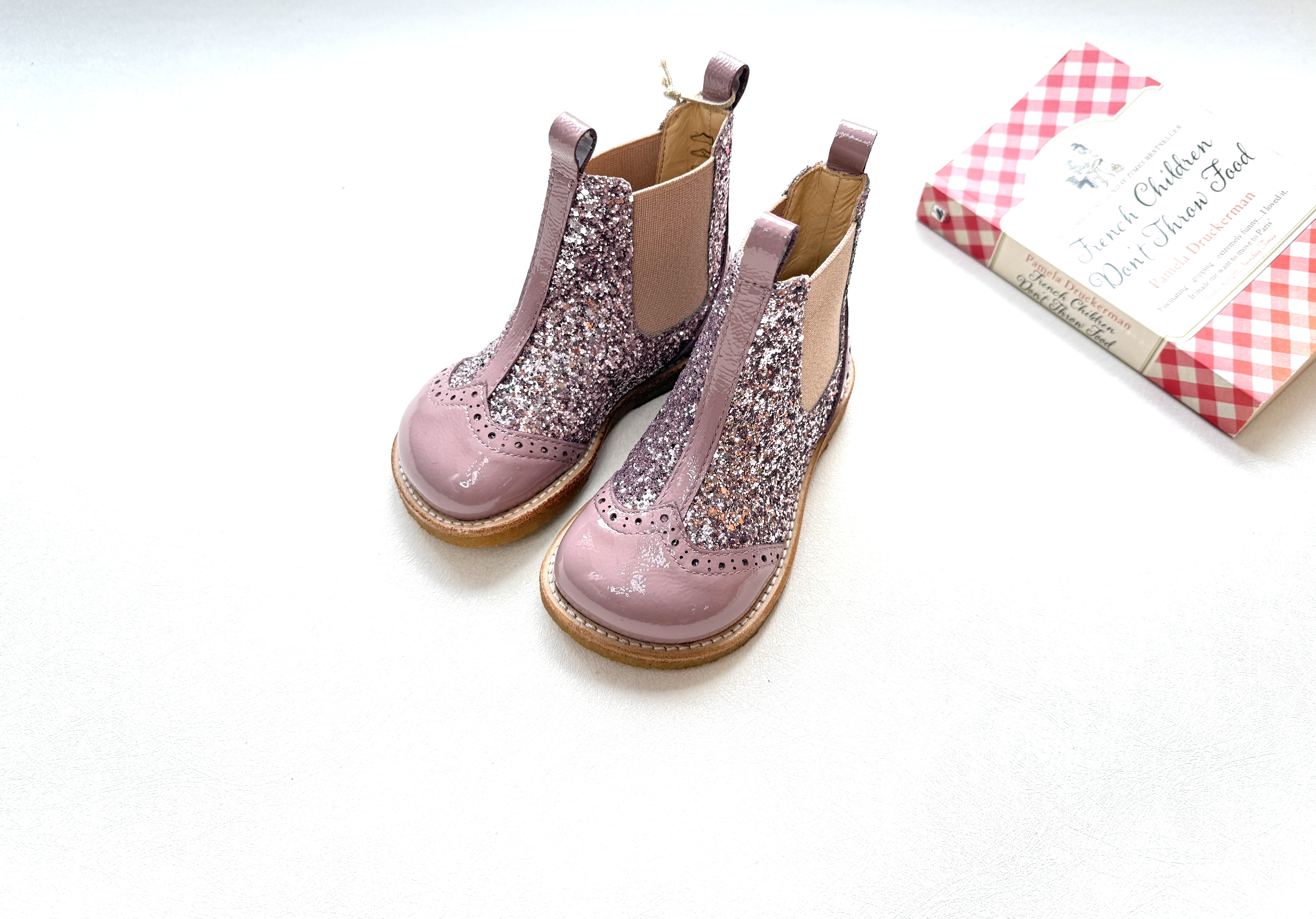 ANGULUS 亮片切爾西雕花靴 Chelsea boot with Glitter and brogues details - Faded Rose