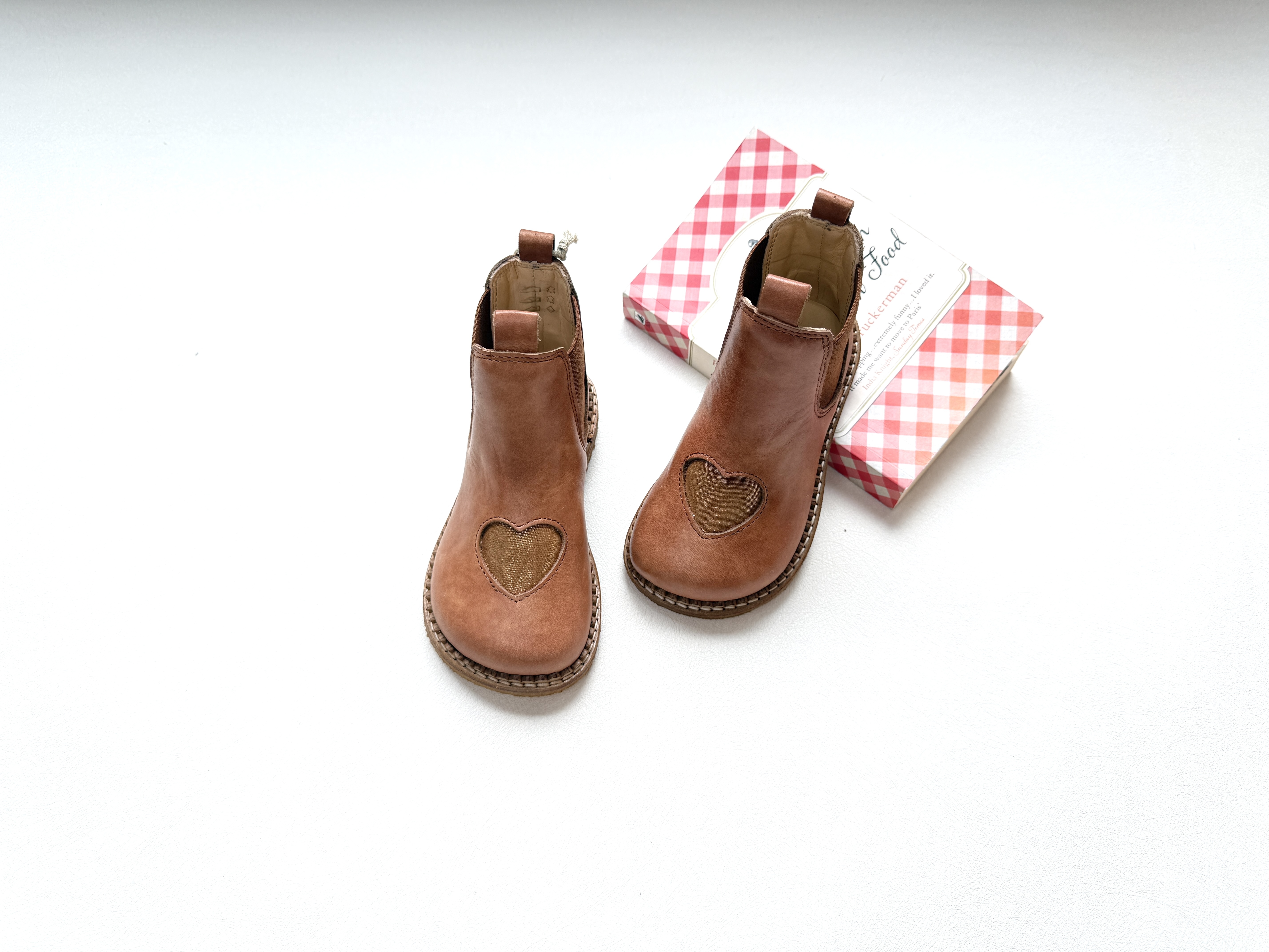 ANGULUS 切爾西閃亮愛心靴 Chelsea Boot with glitter heart - Tan/Cognac(現貨-瑕疵)