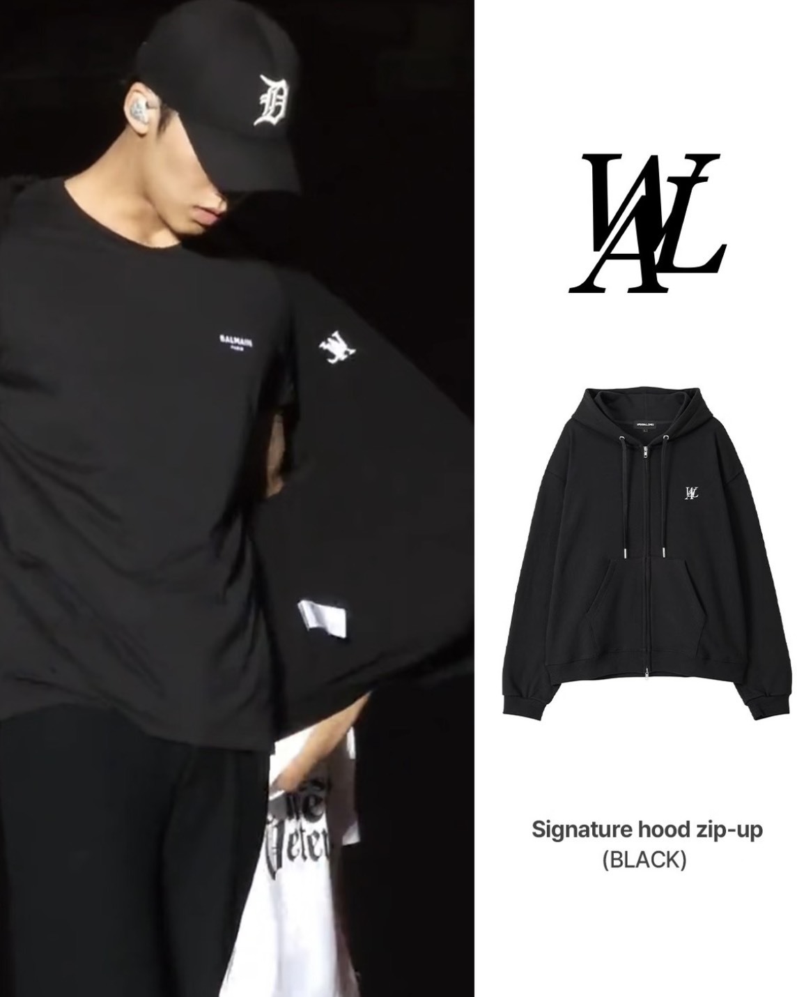 <兩件免運!金珉奎同款>WAL Wooalong 雙拉鍊 刺繡 小標 寬鬆 連帽外套 四色