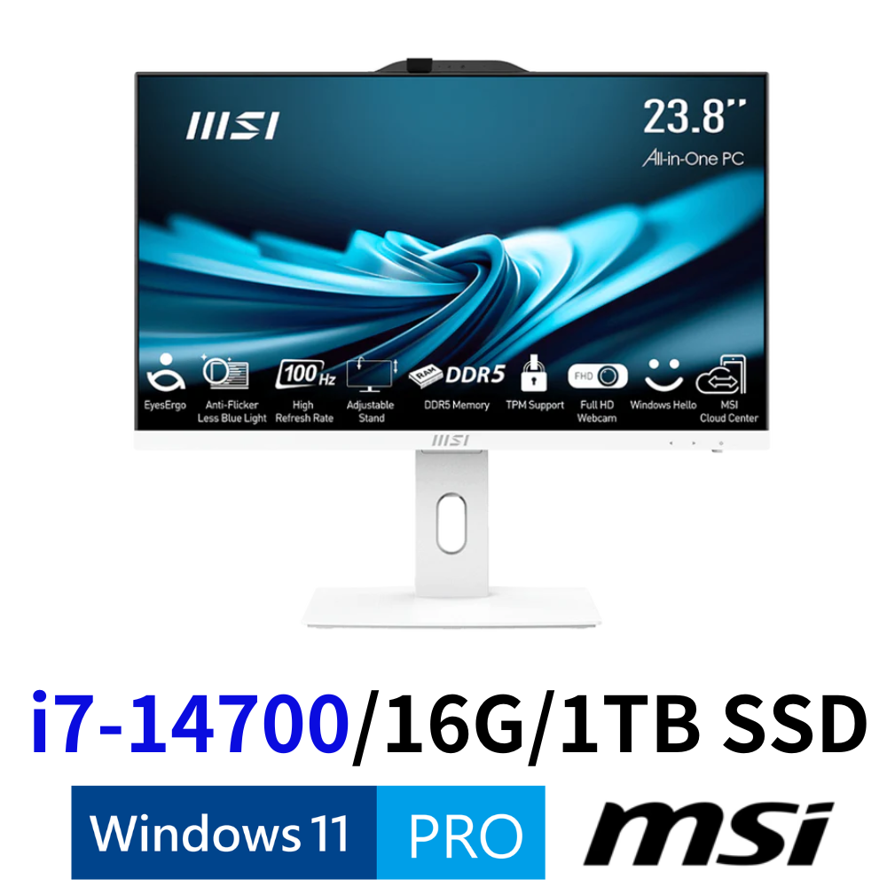MSI 微星 PRO AP242P 14M-626TW 23.8吋AIO液晶電腦 i7-14700/16G/1T SSD/W11P
