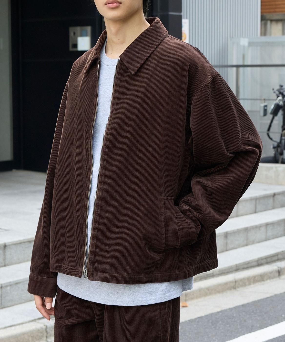 #日本預購 MONO-MART 復古 燈芯絨 拉鍊染色領外套 五色