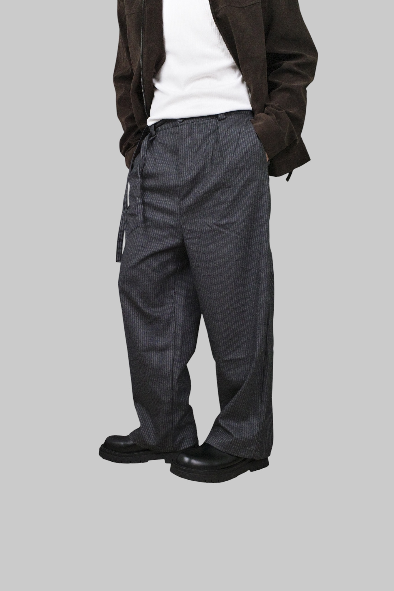 『Always_Good』直條紋 闊腿 打摺 西裝 長褲