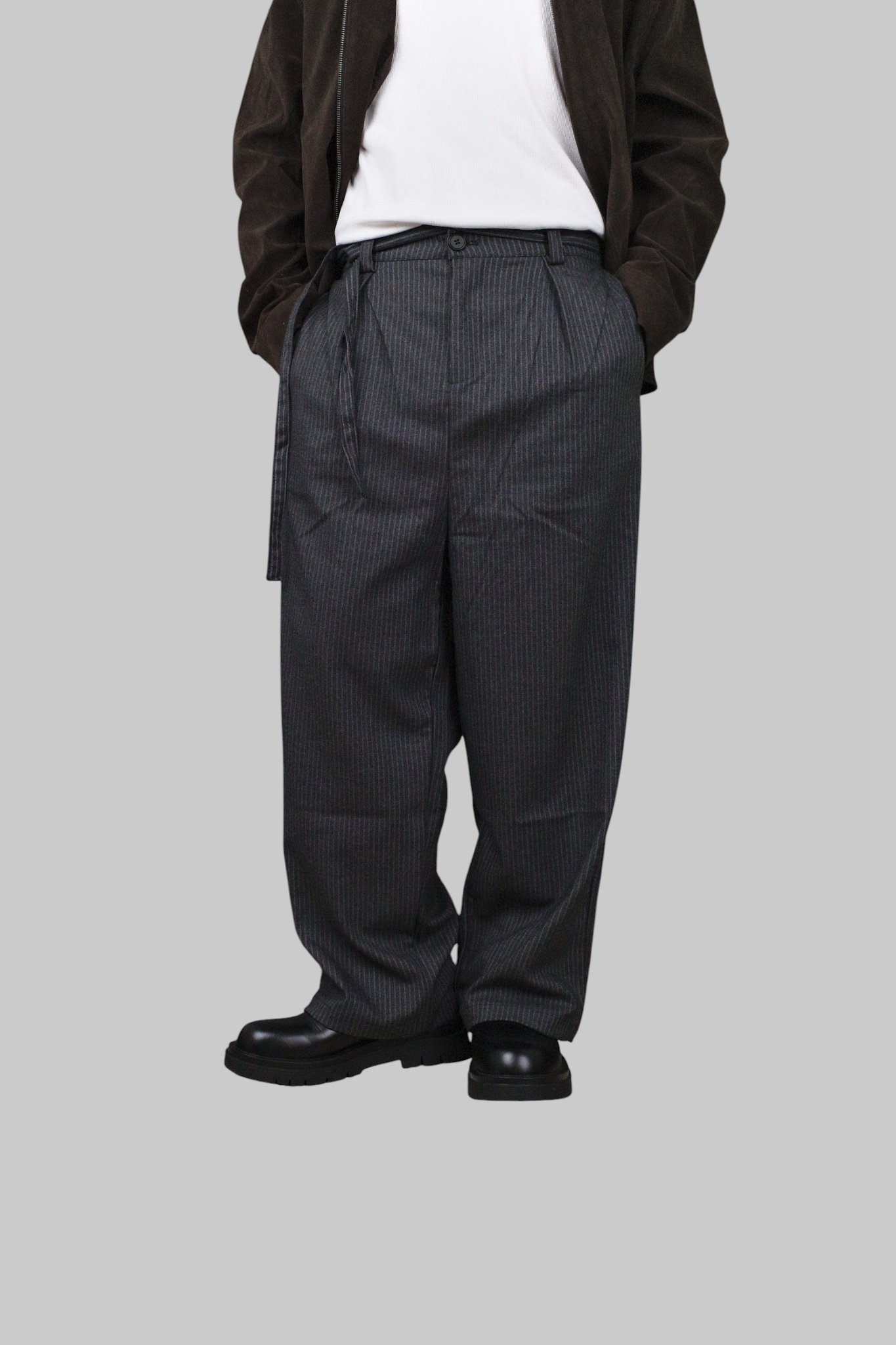 『Always_Good』直條紋 闊腿 打摺 西裝 長褲