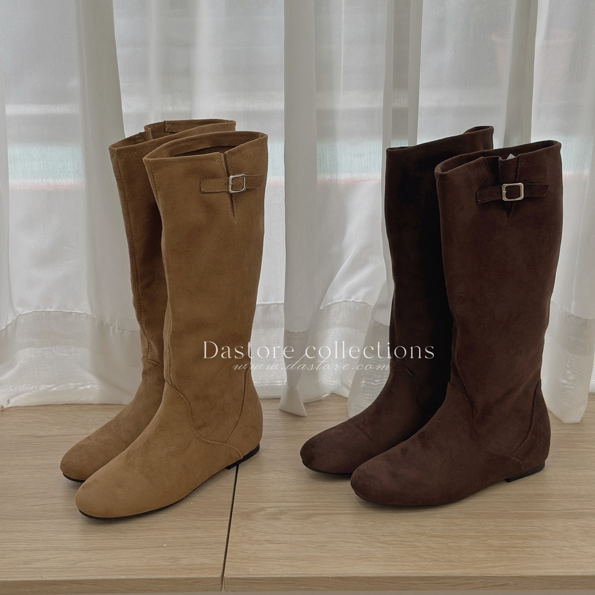 法式內增高麂皮長靴/堆堆靴