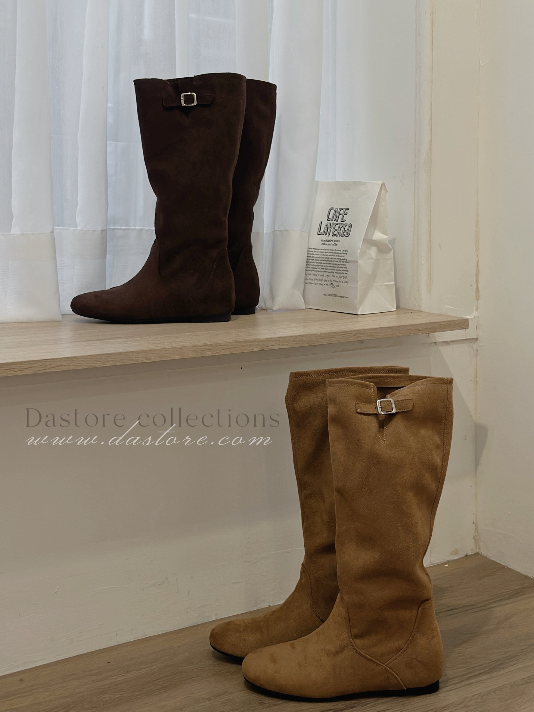 法式內增高麂皮長靴/堆堆靴