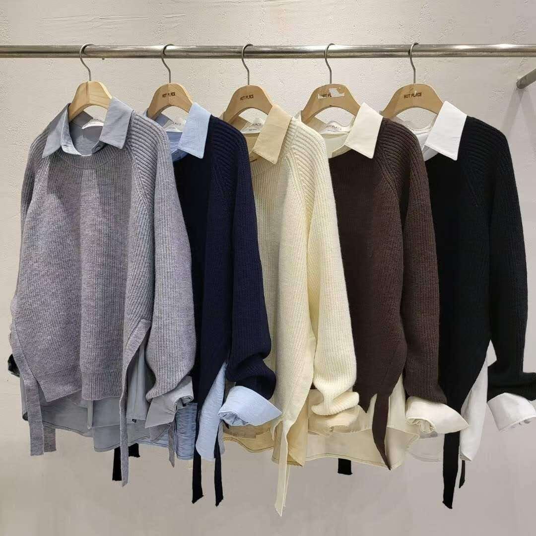 HP5127 假兩件式恤衫針織上衣