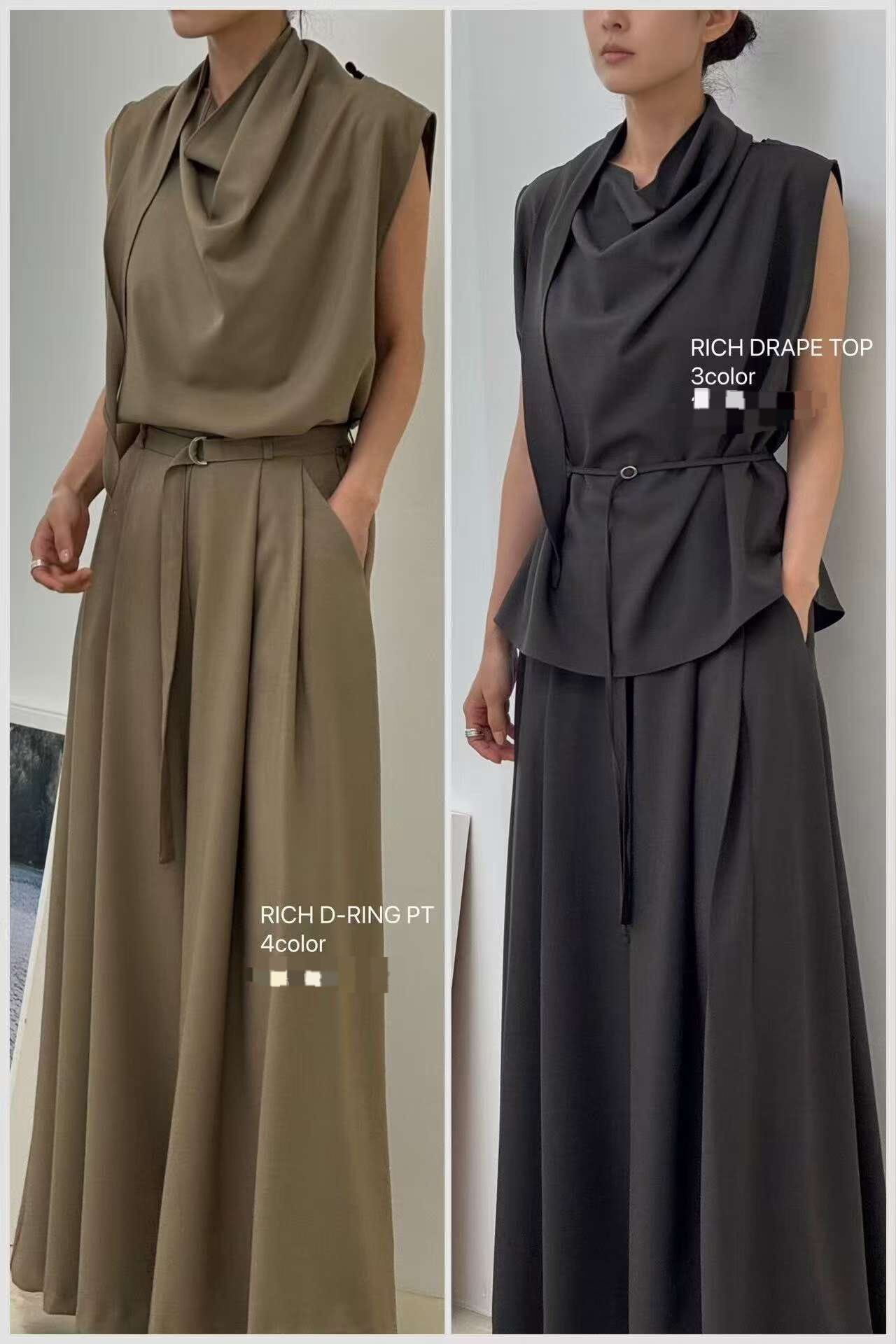 SA5125 打褶腰帶長裙褲