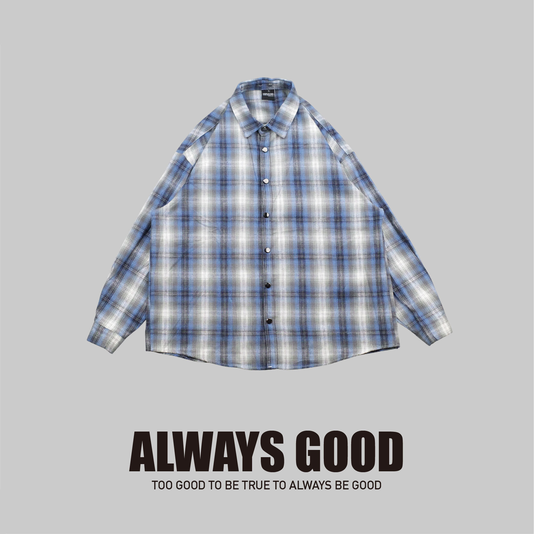 『Always_Good』日系 金屬扣 格紋 長袖襯衫