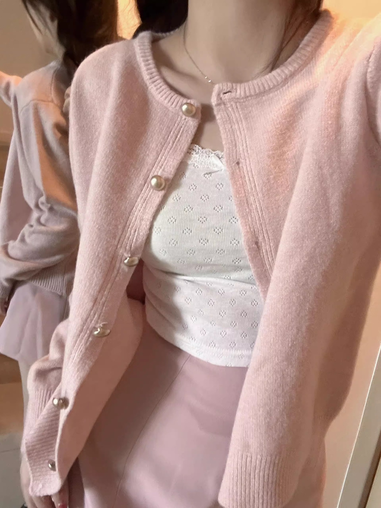 Rabbit Embroidery Soft Knit Long-Sleeve Cardigan