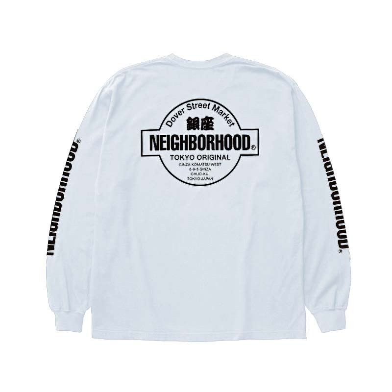 NEIGHBORHOOD 胸前LOGO 背銀座字體長T 長袖 白色 NBHD-11 [台灣現貨]