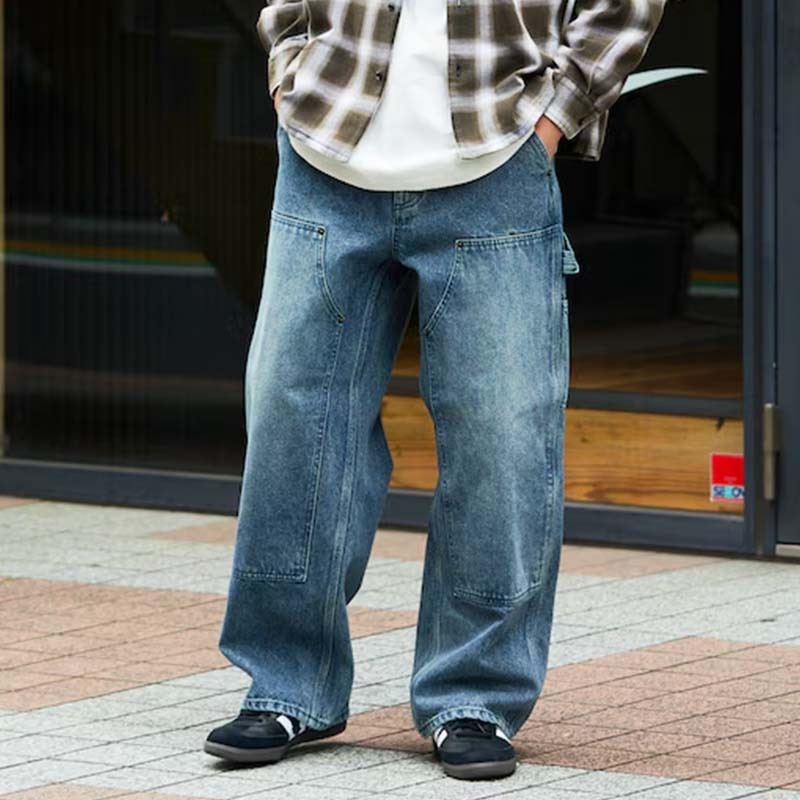 FREAK'S STORE 直筒廓形寬雙膝牛仔布 牛仔褲 海軍藍 FREAKS-111 [台灣現貨]