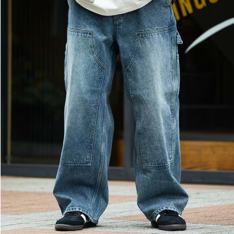 FREAK'S STORE 直筒廓形寬雙膝牛仔布 牛仔褲 海軍藍 FREAKS-111 [台灣現貨]