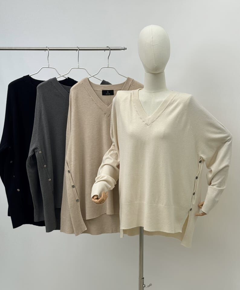 SA5140 側鈕扣開叉針織上衣