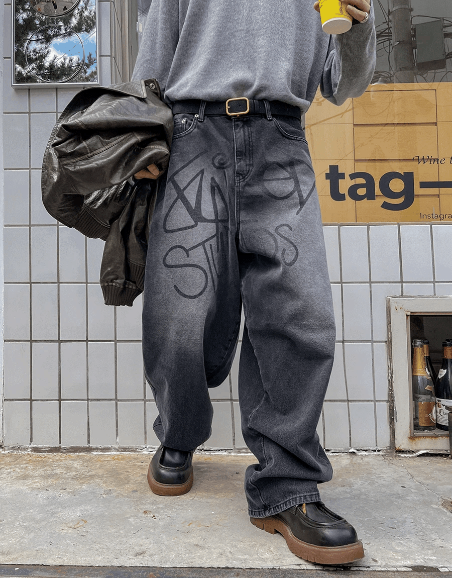 花式字母氣球牛仔褲