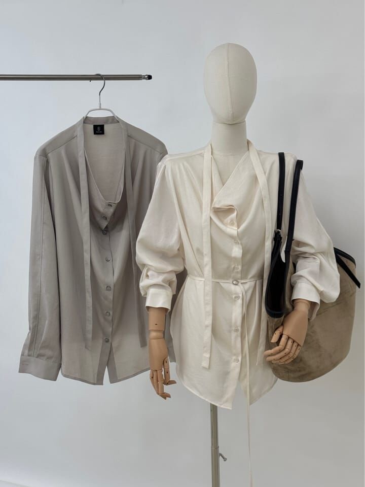 SA5151 垂墜領巾緞面上衣