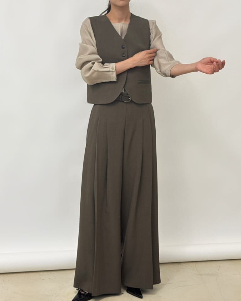 SA5154 裝飾皮扣百摺長褲