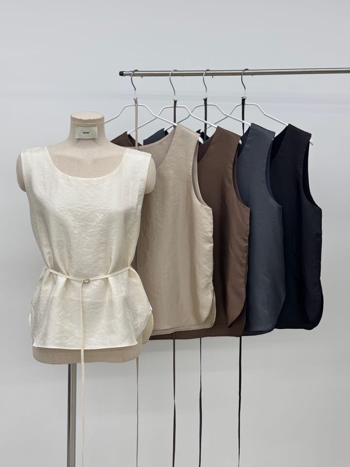 SA5161 微皺綁帶緞面背心