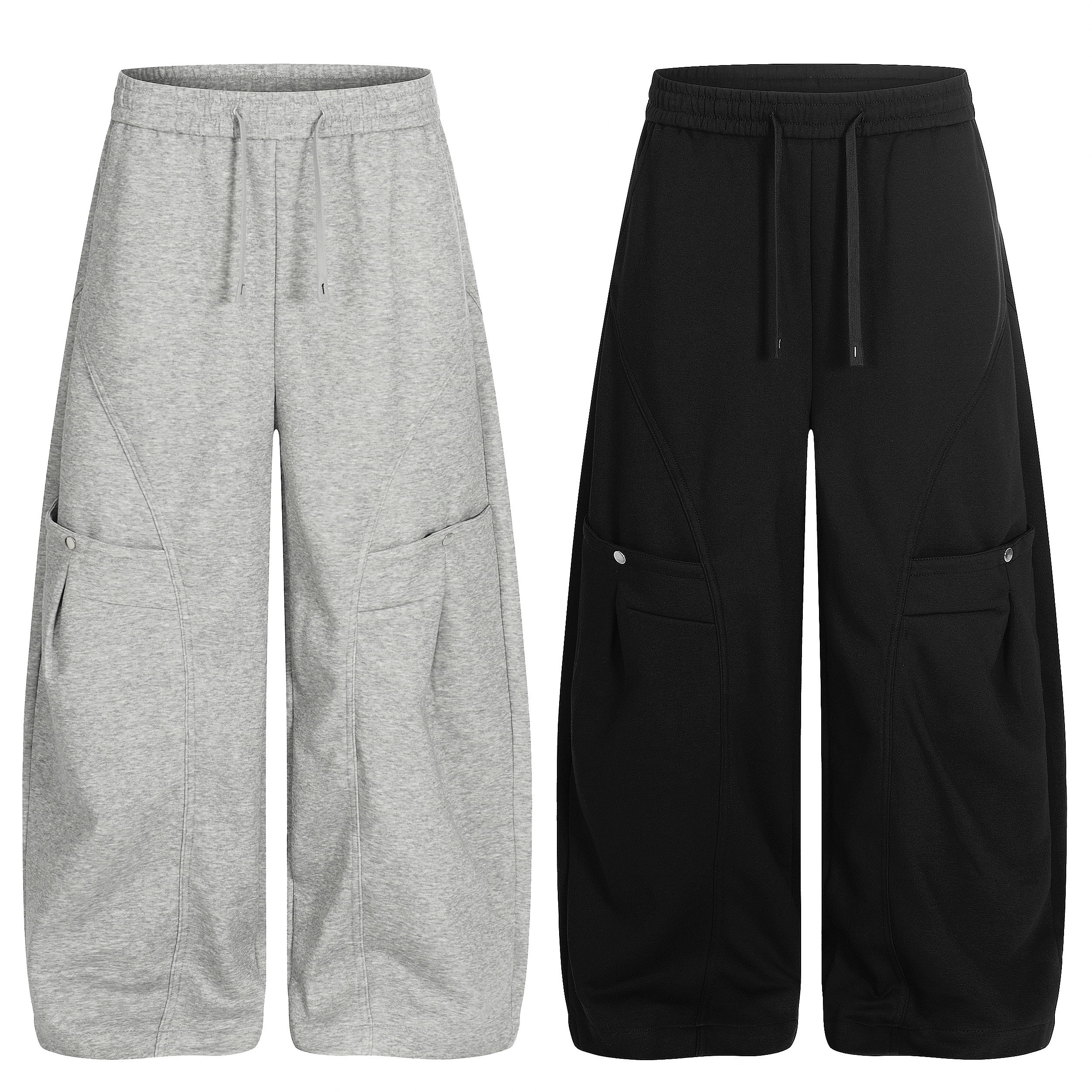 《S.V》前插口袋剪裁寬棉褲