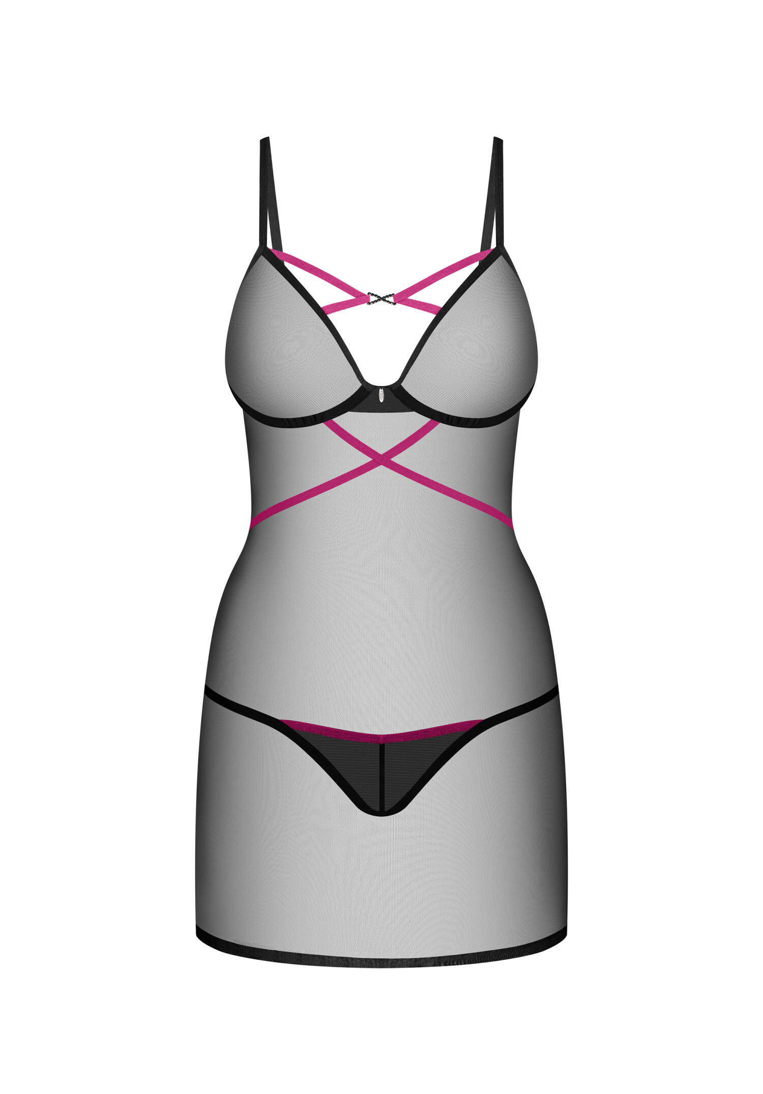 Obsessive - Novenes 雙色束帶透視情趣睡裙套裝 (XS/S/M/L/XL/XXL)