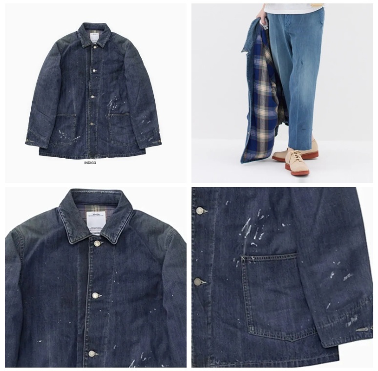 LAST PCS ON SALE: VISVIM 2025 A/W SOCIAL SCULPTURE COVERALL DOWN DMGD JACKET - INDIGO SIZE 2 PRE ORDER ITEM (預訂中)