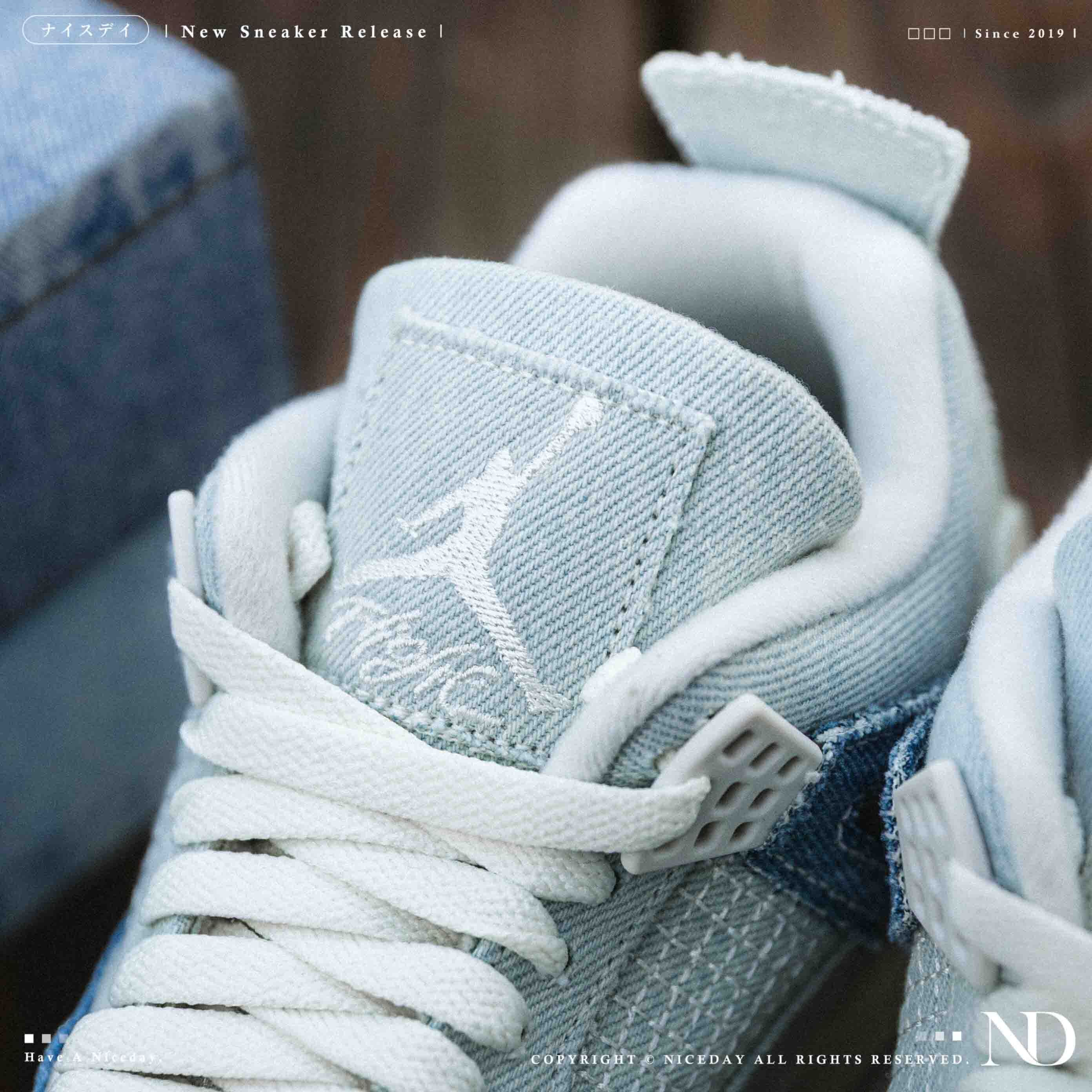 NICEDAY 現貨 Nike Air Jordan 4 Denim 丹寧 牛仔 藍 拼接 復古 藍白 白藍 IB6716-100