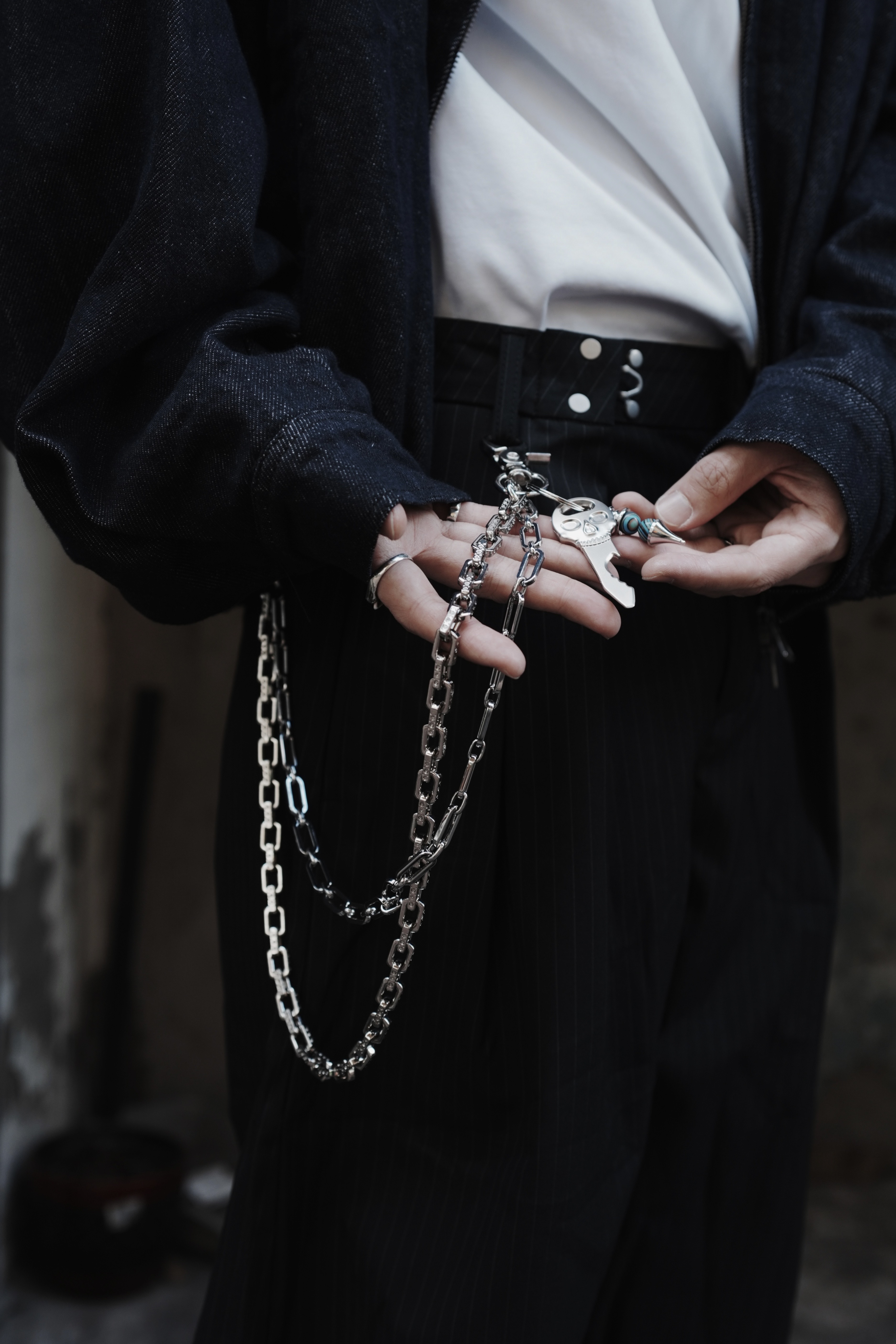 XIN SELECT 雙層 鑲鑽 金屬 腰鍊 褲鏈